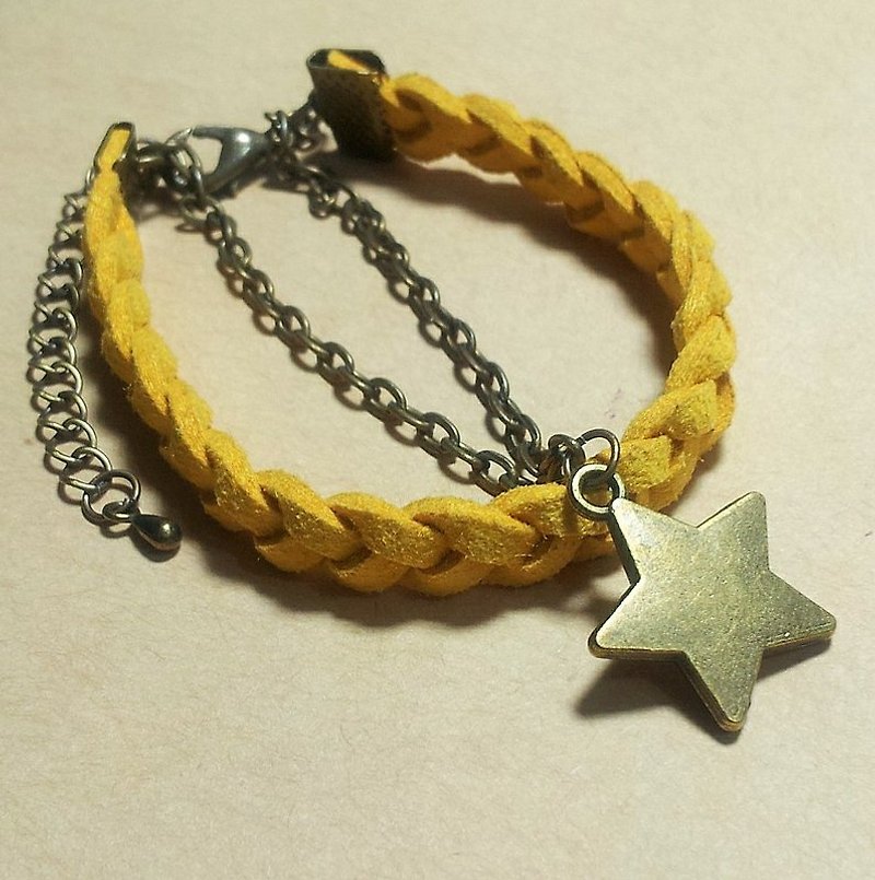 Beard small stars - shiny star ★ Korean velvet bracelet - สร้อยข้อมือ - วัสดุอื่นๆ สีเหลือง