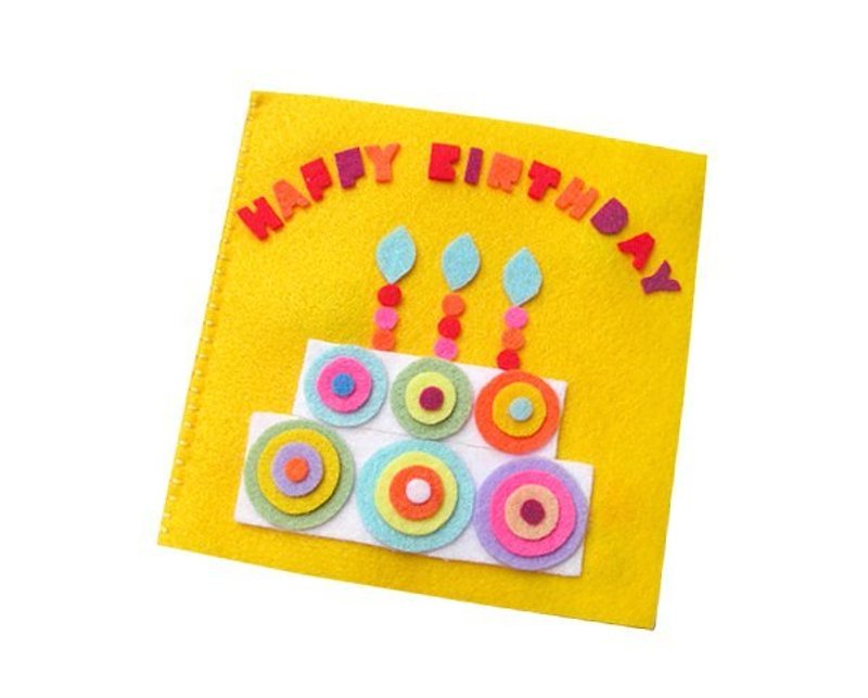 Handmade non-woven card _ circle birthday card D - การ์ด/โปสการ์ด - วัสดุอื่นๆ สีเหลือง