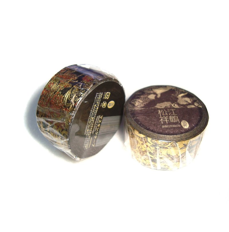 Auspicious songhe bronzing masking tape - Washi Tape - Paper Gold