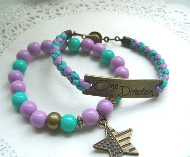 purple and green bracelets