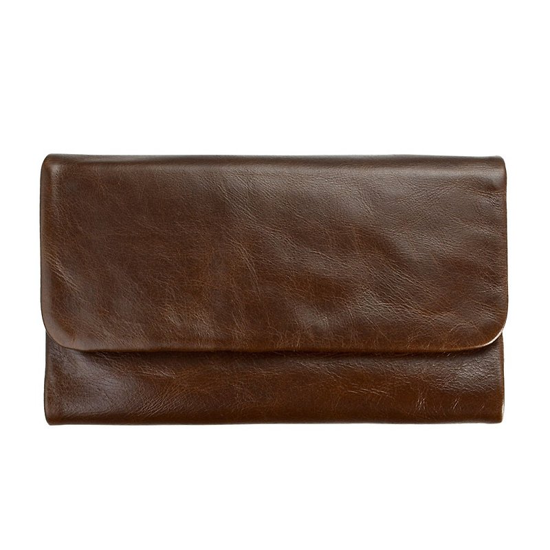 AUDREY Long Clip _Chocolate / Chocolate - Wallets - Genuine Leather Brown
