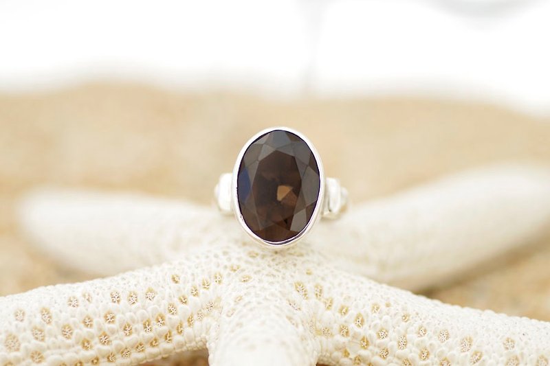 Silver Ring of Smoky Quartz - General Rings - Gemstone Black