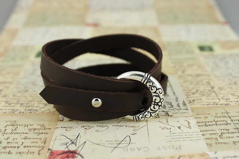s925 leather bracelet-Mysterious Ring - Bracelets - Sterling Silver Silver