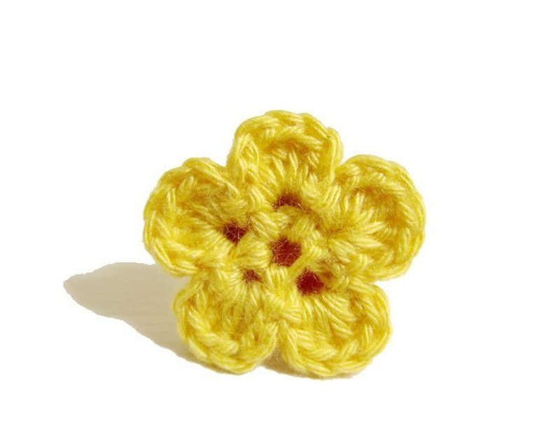 手工編織 花朵戒指 亮黃色 - 戒指 - 其他材質 黃色