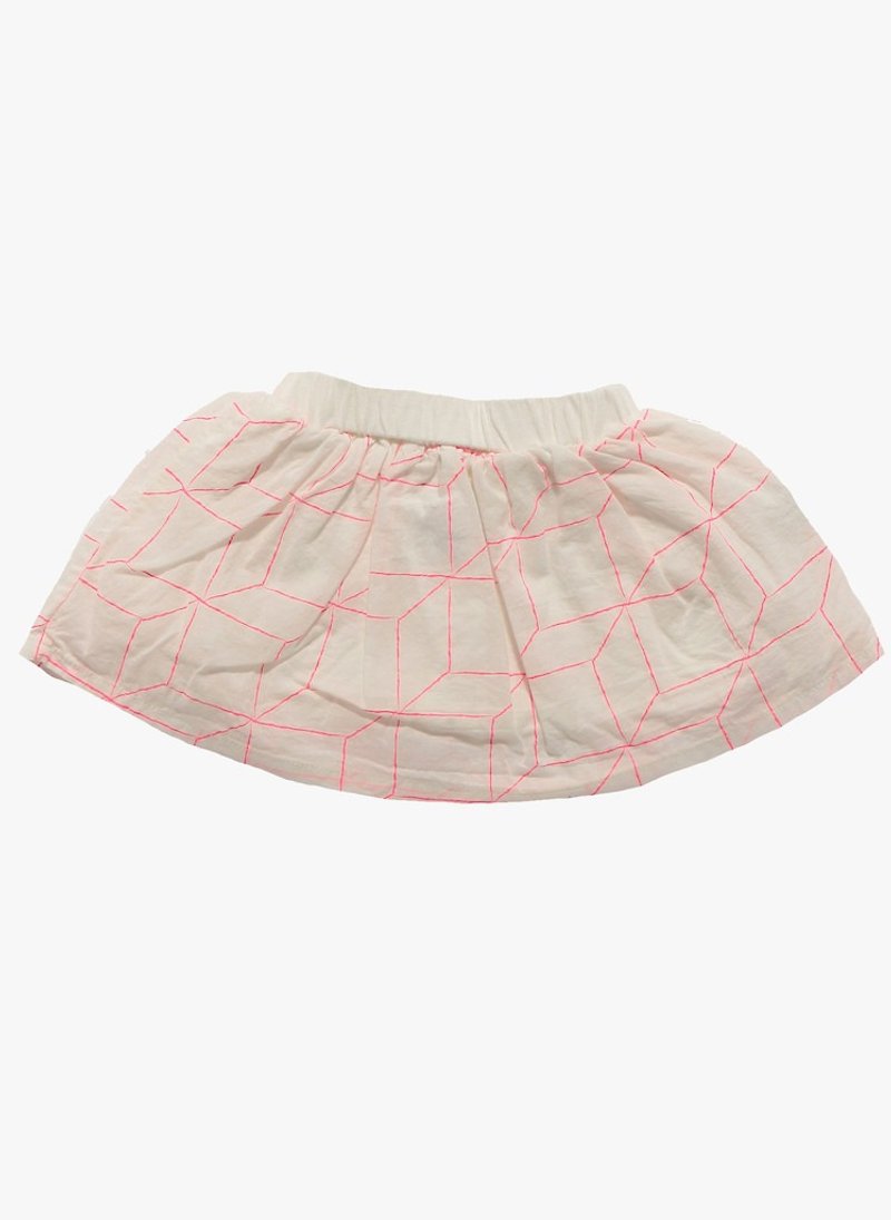 2014秋冬 NUNUNU 白色螢光粉網格紋短裙/GRID skirt(中大童) - 男/女童裝 - 其他材質 粉紅色
