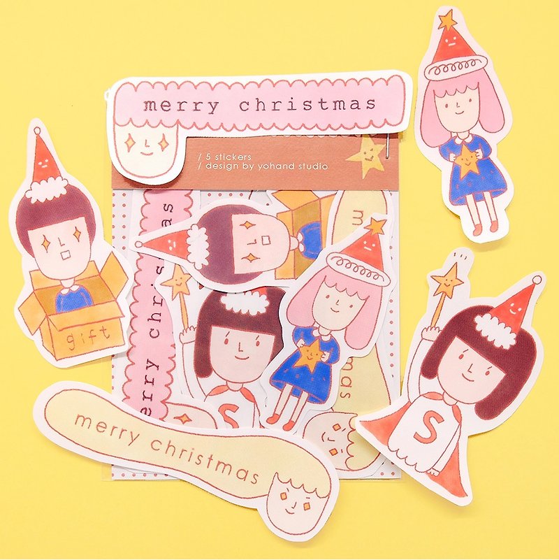 Christmas Stickers / Red Type / Set of 5 - Stickers - Paper Yellow