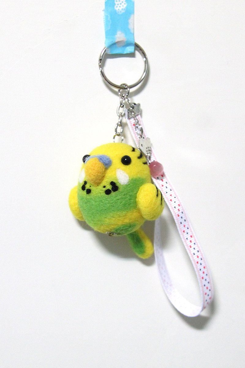 Rolia's hand-made budgerigar wool felt pendant (can be customized in various colors) - Keychains - Wool Multicolor