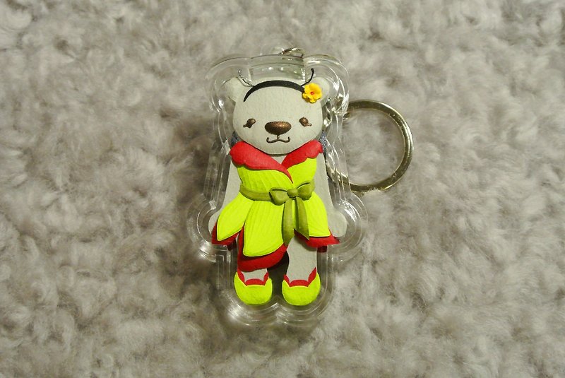 Dumpy Bear 紙雕小熊吊飾NO.12 - 鑰匙圈/鑰匙包 - 紙 灰色
