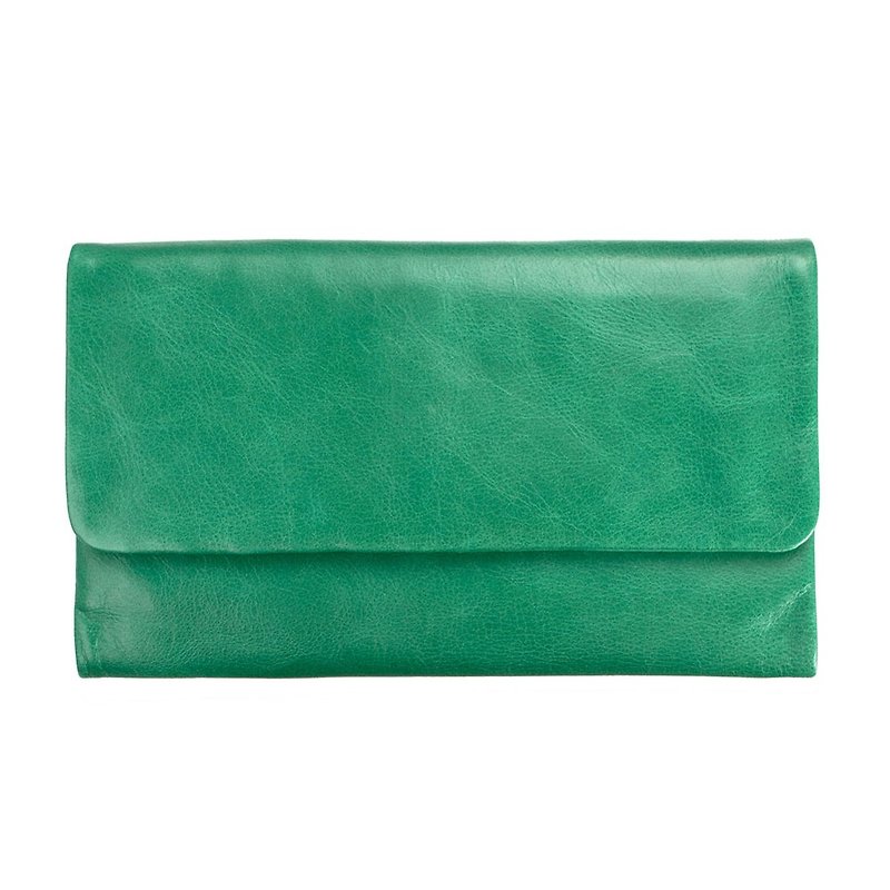 AUDREY Long Clip_Emerald / Gemstone - กระเป๋าสตางค์ - หนังแท้ สีเขียว