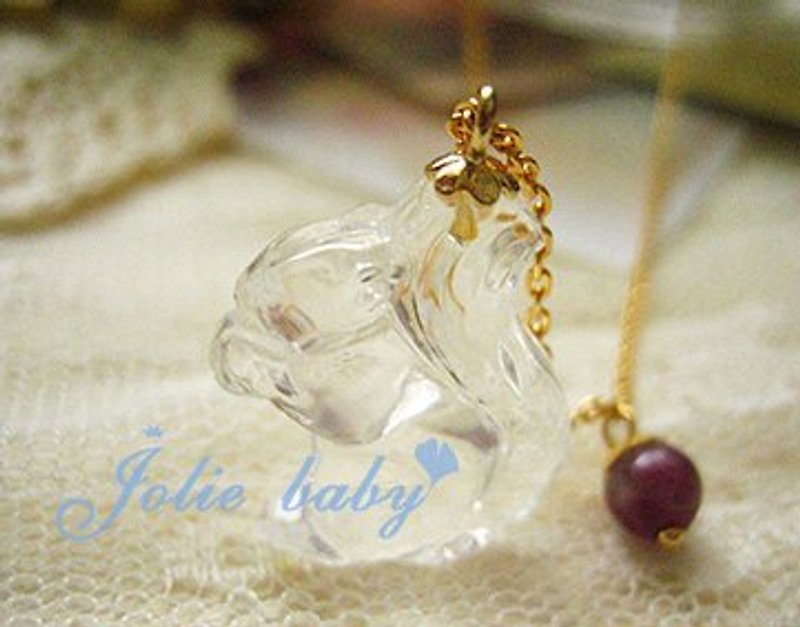 [Jolie baby]晶透---施華洛立體松鼠水晶天然碧璽項鍊 - 項鍊 - 寶石 