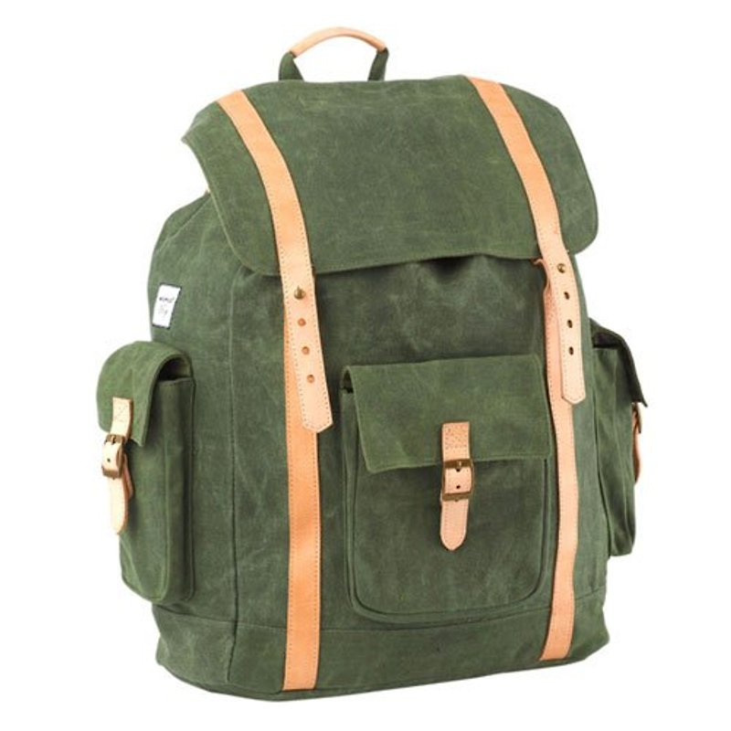 WEMUG Backpack 輕旅後背包(L) - 叢林綠 - กระเป๋าแมสเซนเจอร์ - ผ้าฝ้าย/ผ้าลินิน สีเขียว