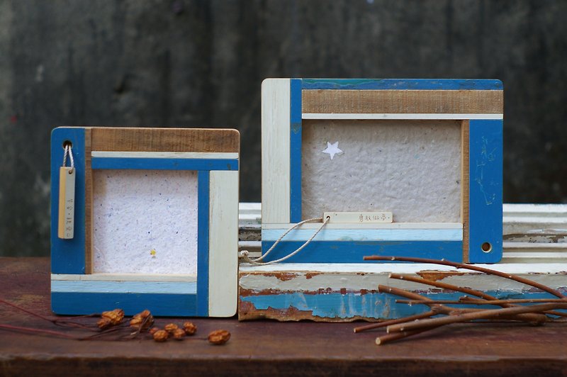 Good day to push a good thing Goods: old wooden regeneration, kiss Pacific Series, blue spell wood frame, with old wood word strap. - Picture Frames - Wood Blue