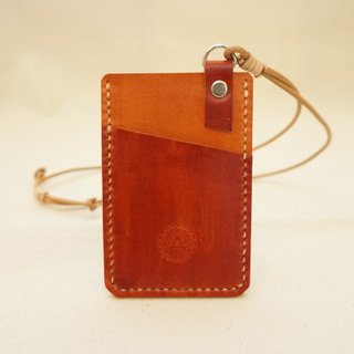 Hand-dyed leather travel card sets of documents folder - orange color