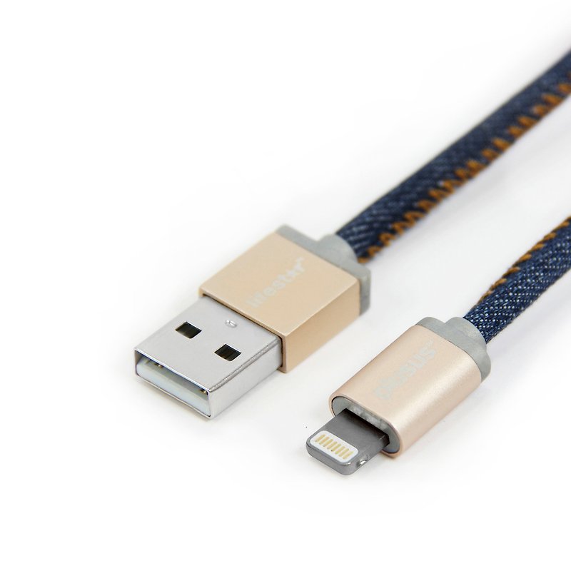 フーLipin [アップル] PlusUs Lifestarブルーデニムの送電線1M - 充電器・USBコード - 金属 ブルー