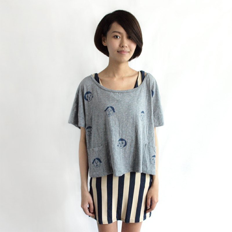 [M0304] HEY SUN independent hand-made brand ‧ my classmates full version of loose blouse T-shirt / gray - จัมพ์สูท - วัสดุอื่นๆ สีเทา