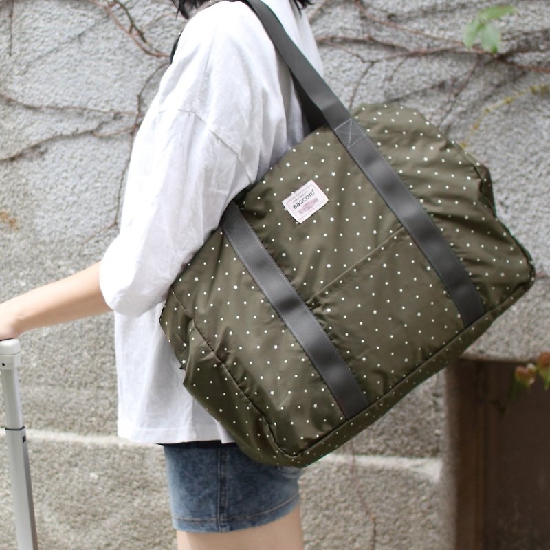 新版~柔星收納旅行袋-軍綠_100420 - 手袋/手提袋 - 聚酯纖維 綠色