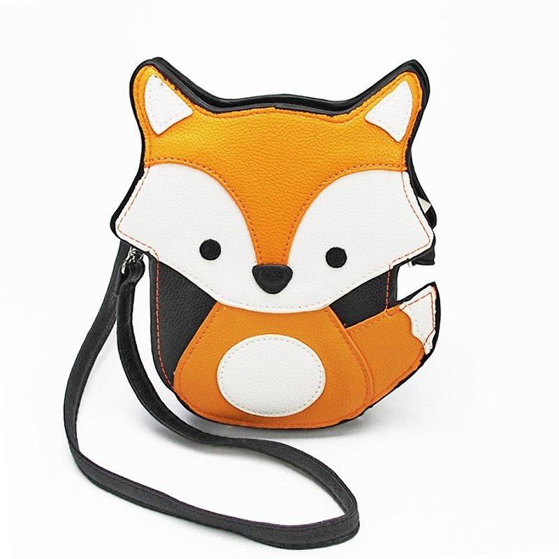 Sleepyville Critters Baby Fox Shoulder Crosbody Bag - Messenger Bags & Sling Bags - Genuine Leather Orange