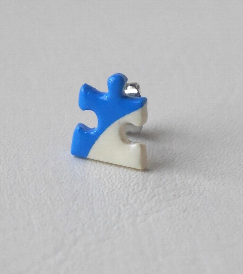 Puzzle earrings Blue - Earrings & Clip-ons - Plastic Blue