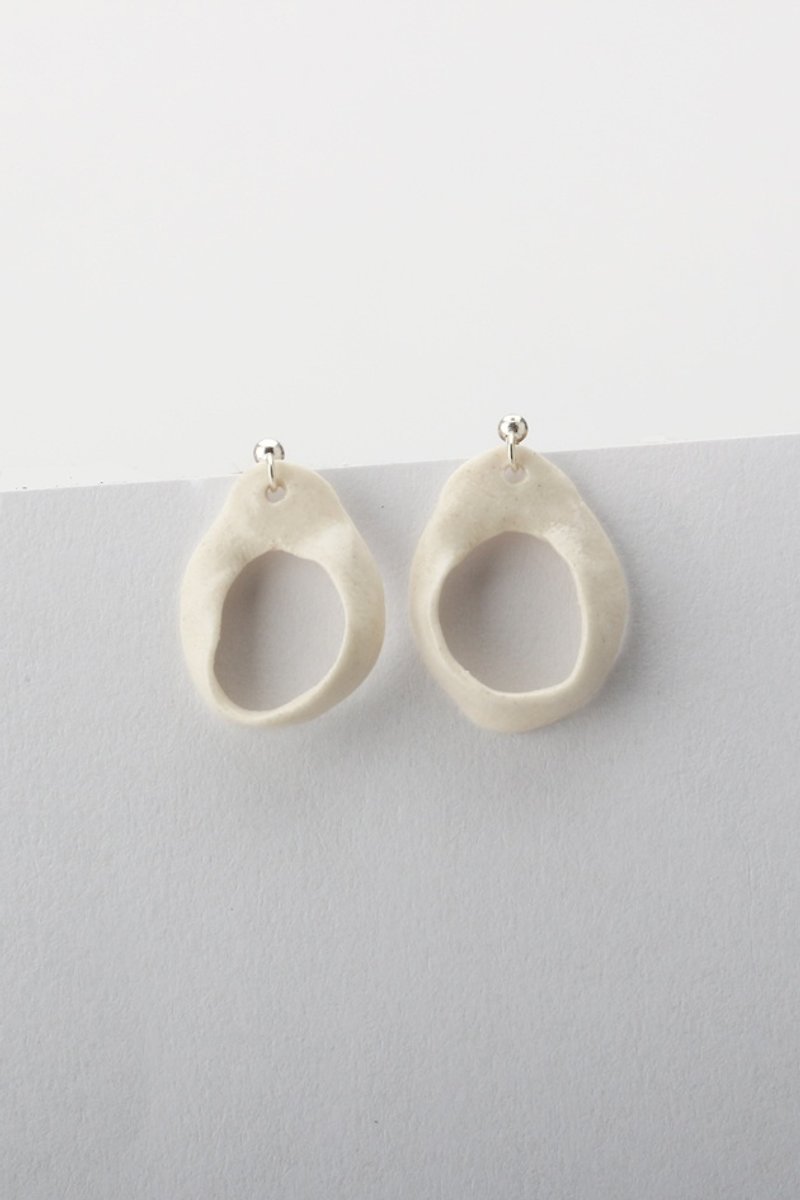 Coquillage青花瓷耳環/青花瓷飾品 - 耳環/耳夾 - 瓷 白色