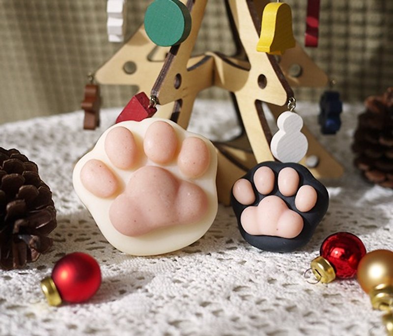 [X Cat hand-made Christmas] hand warm heart group (big cat kitten palm palm + + + Christmas paper bag) - สบู่ - พืช/ดอกไม้ หลากหลายสี
