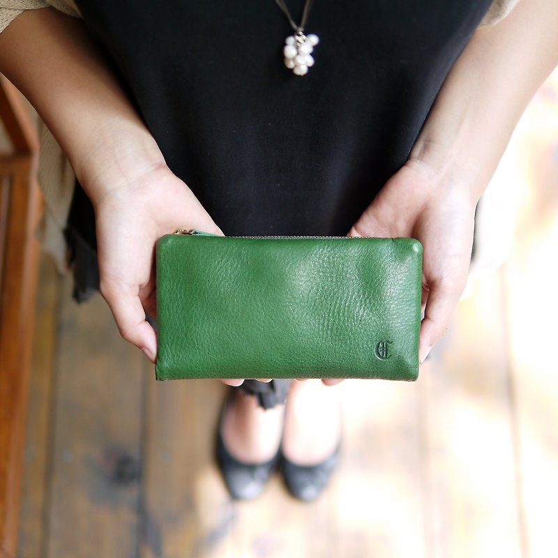 Japanese handmade leather classic long wallet Made in Japan by CLEDRAN - กระเป๋าสตางค์ - หนังแท้ 