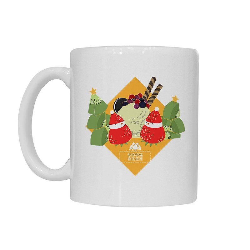 【Handongsongnuan]は、クリスマスのマグカップを注文！ - ストロベリーサンデー雪だるま - - マグカップ - その他の素材 オレンジ
