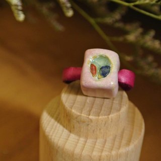 [T-C] Ring leather, cowhide, Japanese white porcelain, limited edition, natural glaze color, infinite, not greasy, high temperature firing at 1350 Celsius