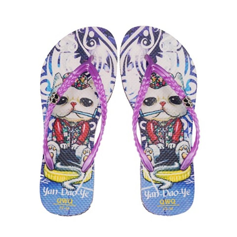 QWQ創意設計人字拖鞋(無鑽)-Yan Dao Ye-紫【STN0361503】 - 女款休閒鞋 - 防水材質 紫色