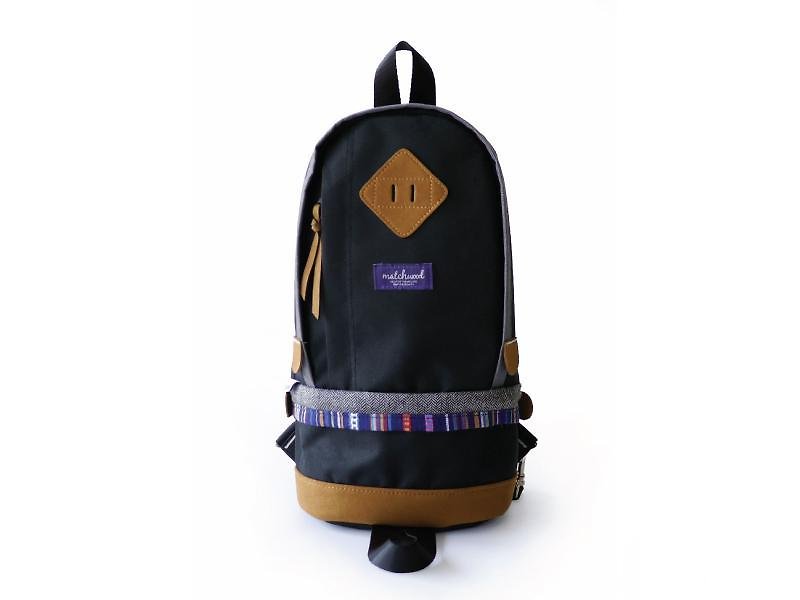 Matchwood design Matchwood Bilayer ethnic wind pig nose shoulder bag backpack backpack oblique backpack black models - Messenger Bags & Sling Bags - Other Materials Black
