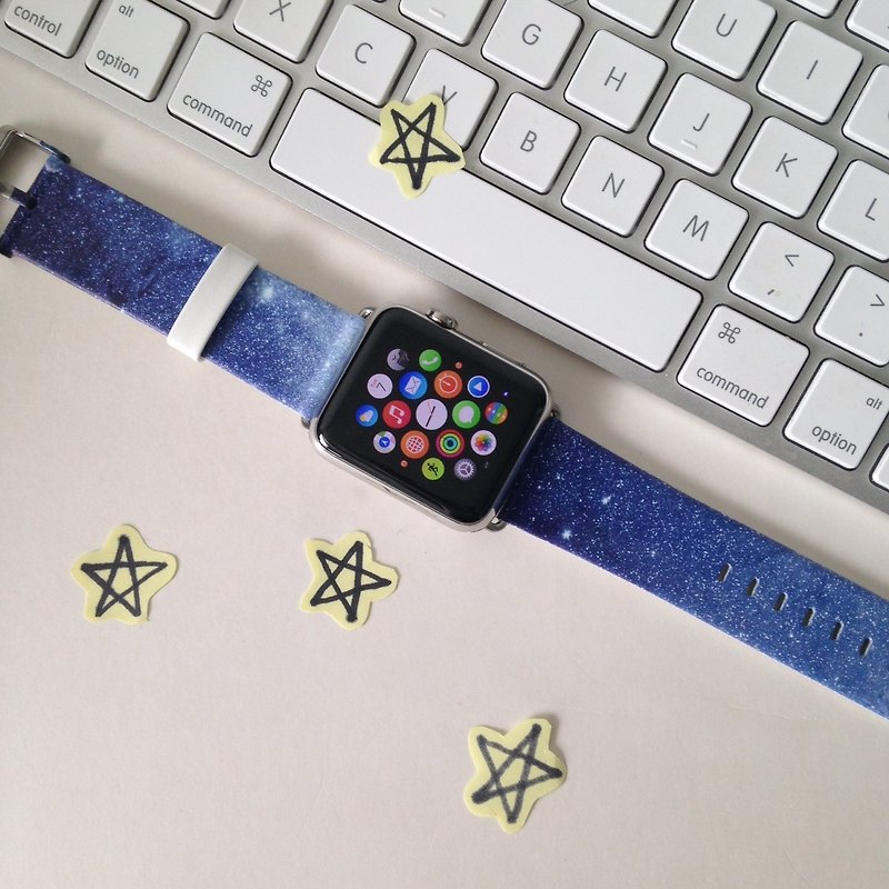 Night Sky Printed on Leather watch band for Apple Watch Series 1 - 5 Fitbit - Other - Genuine Leather 
