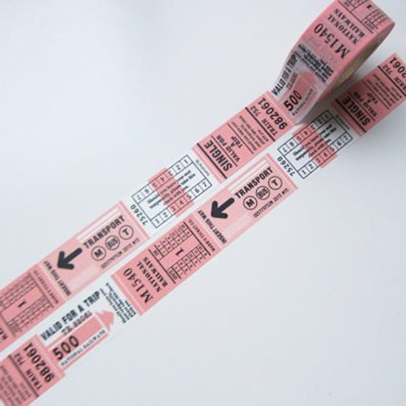 Marks Masking Tape MT和紙膠帶 旅行票券-粉紅 (TR-MKT1-PK) - 紙膠帶 - 紙 粉紅色