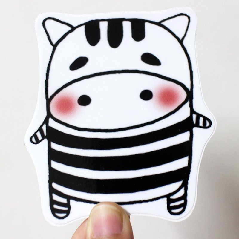 Waterproof Sticker (Large)_Black and White Zoo 06 (Zebra) - สติกเกอร์ - วัสดุกันนำ้ 