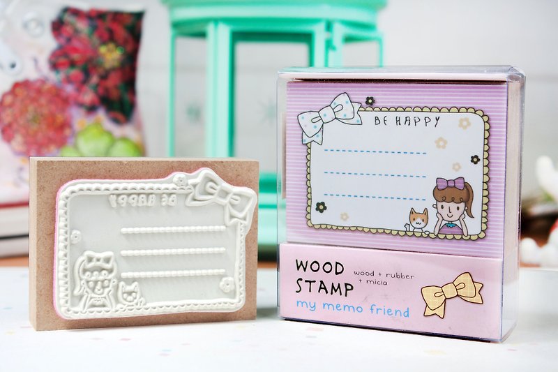 Memo stamp - pink girl - Stamps & Stamp Pads - Wood 