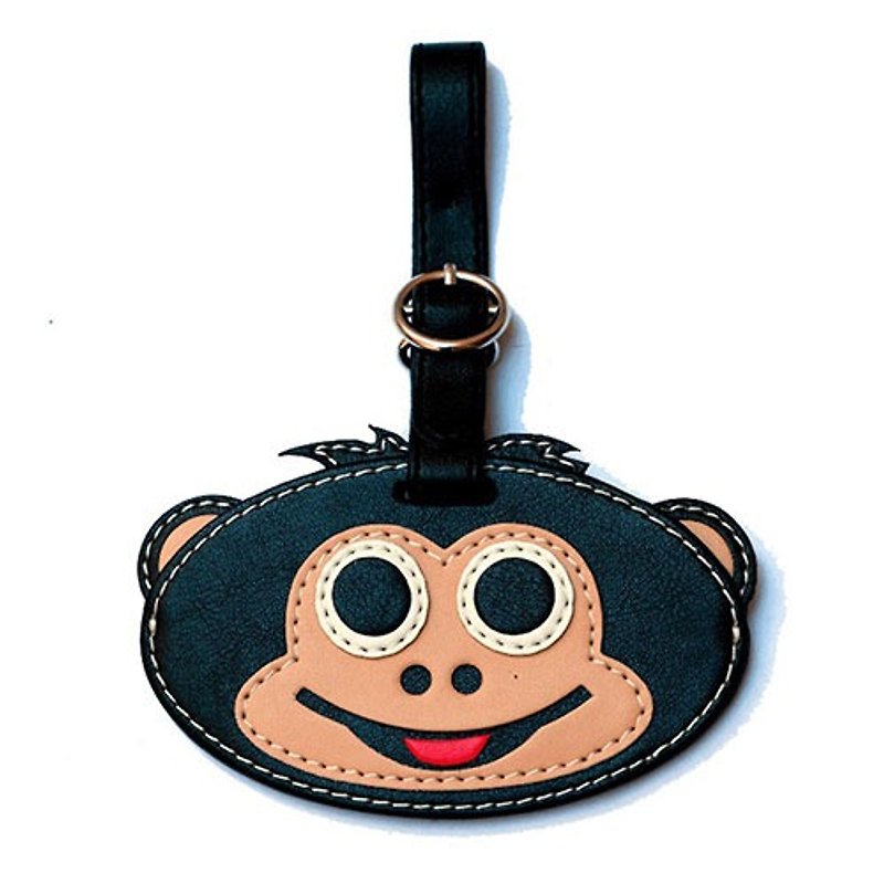 Organized Travel-cute animal-shaped luggage tag / ID tag / key ring (monkey) - Luggage Tags - Genuine Leather Brown