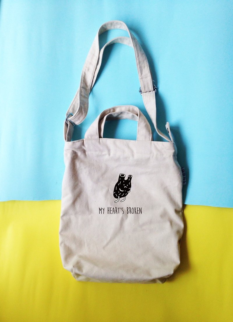 Heartbreak | portable canvas shoulder bag - Messenger Bags & Sling Bags - Other Materials White