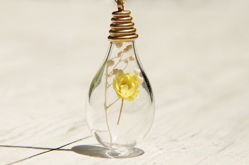 / Forest Girl / British Transparent Glass Ball Necklace-Yellow Flowers - Necklaces - Glass Yellow