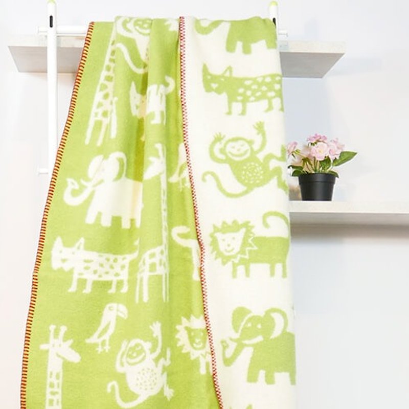保暖毯子/懶在沙發毯 瑞典Klippan有機羊毛毯--原野躲貓貓(綠色) - 棉被/毛毯 - 羊毛 綠色