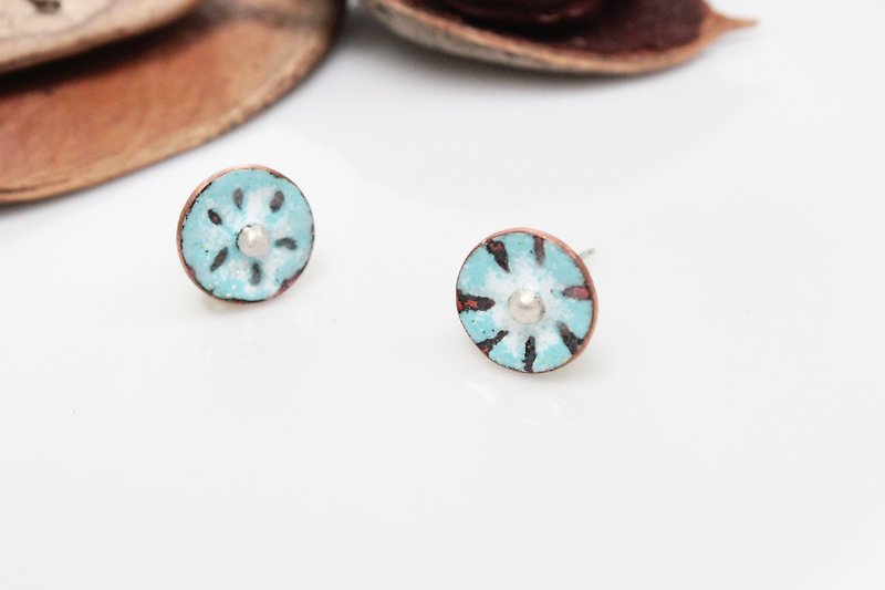 HinduLotus III Spring Lotus Enamel Earrings (Blue) - Earrings & Clip-ons - Other Metals 