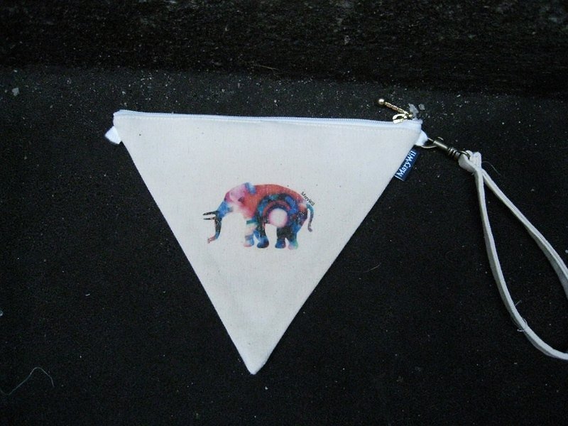 MaryWil優雅的小文青-三角迷幻大象 - กระเป๋าแมสเซนเจอร์ - วัสดุอื่นๆ ขาว