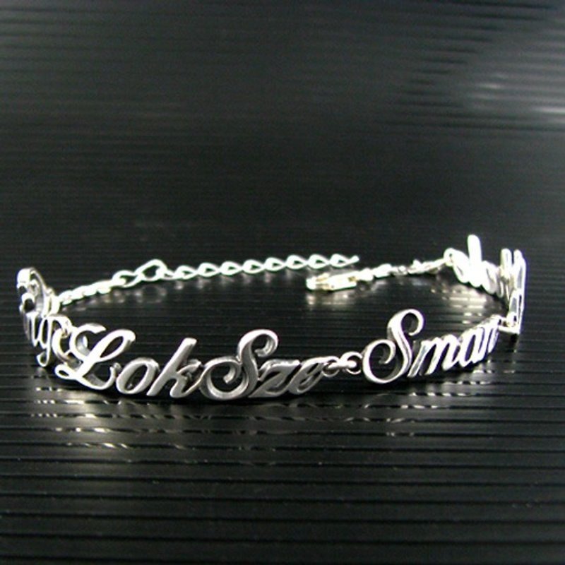 Customized. 925 sterling silver jewelry BRA00020 name bracelet/anklet (multi-name version) - สร้อยข้อมือ - โลหะ 
