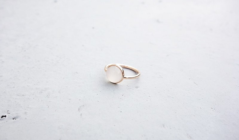 天然石系列 - 白瑪瑙純銀戒指/玫瑰金 - 戒指 - 其他金屬 白色