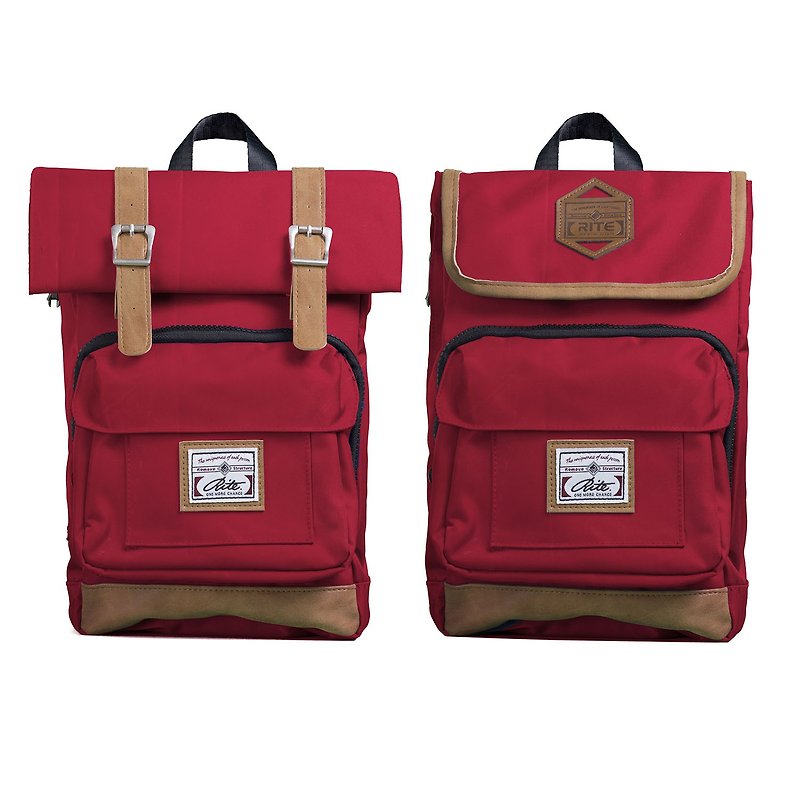 RITE twin package ║ flight bag x vintage bag (S) - Nylon red ║ - กระเป๋าแมสเซนเจอร์ - วัสดุกันนำ้ สีแดง