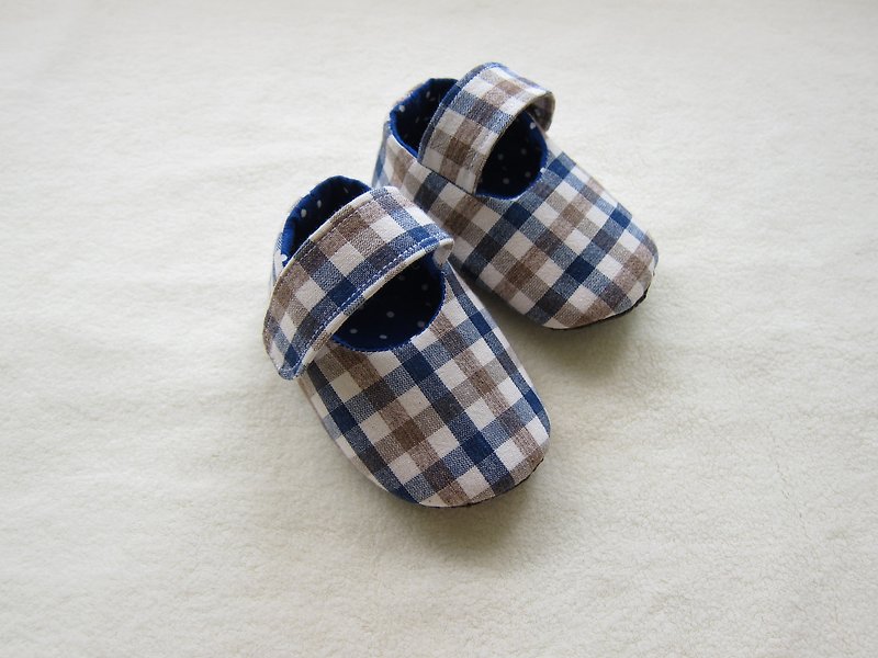 日系格紋(咖啡色)-嬰兒寶貝彌月組-寶寶鞋 - 嬰兒鞋/學步鞋 - 其他材質 咖啡色