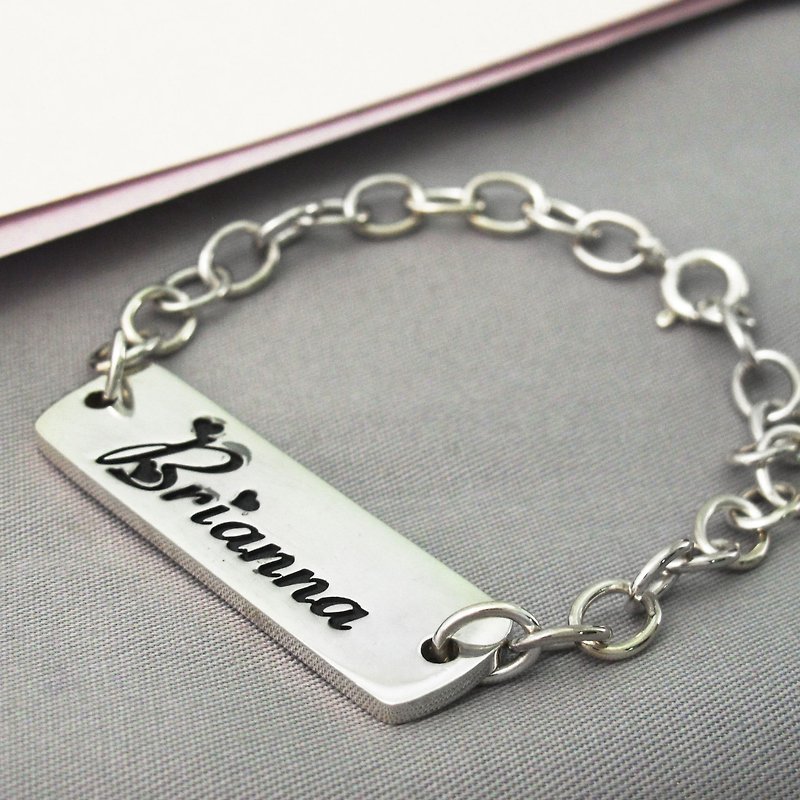 Custom Bracelet Name English Text Bracelet - Inch Shadow (female) 925 Sterling Silver Bracelet - ART64 - สร้อยข้อมือ - เงินแท้ สีเงิน