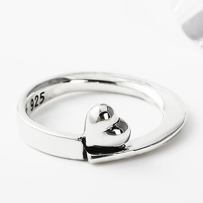 Sterling Silver Ring Loveheart 925 Silver Ring -ART64 - Love Ring - แหวนทั่วไป - เงินแท้ สีเงิน