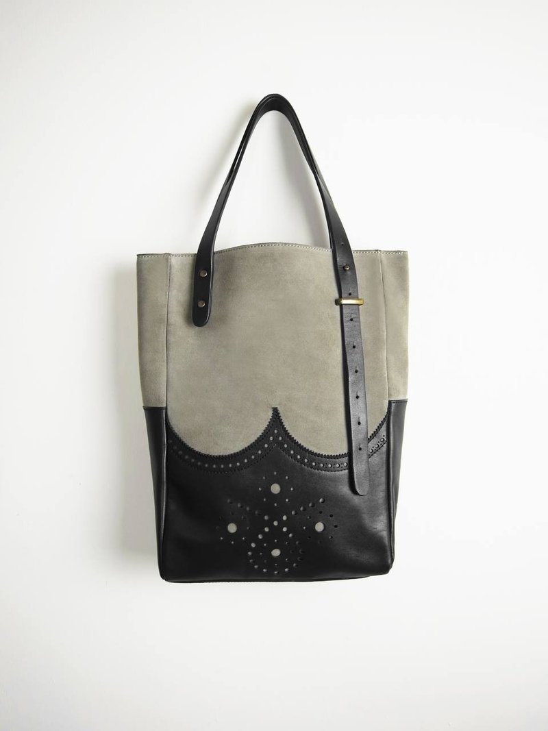 sample leather X 漾品 ::英倫風格 牛津款 麂皮 手提包 手工 機縫 托特包 MIT 『設計款』 - 手提包/手提袋 - 真皮 黑色