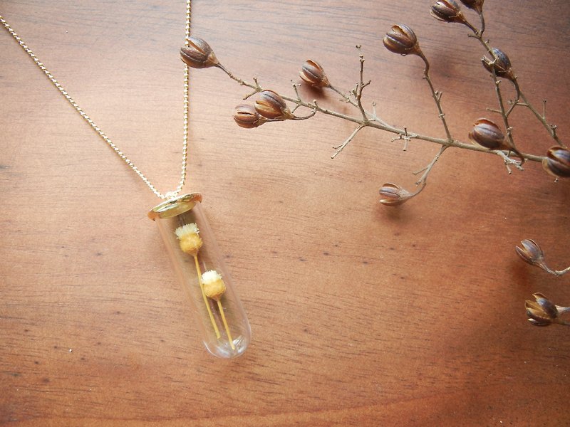 *coucoubird*Happy Flower Test Tube Necklace-Long Chain (Bead Chain) - Necklaces - Glass Gold