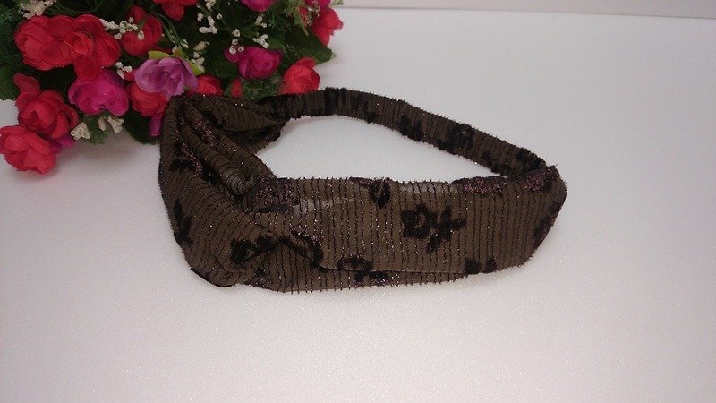 Coffee Velvet~Cross Hairband - Hair Accessories - Other Materials 