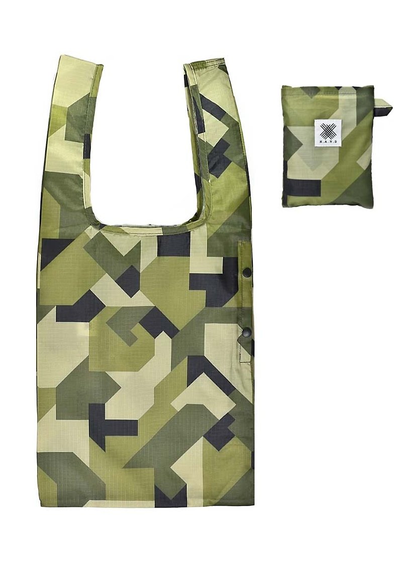 軍綠風 H.A.N.D 輕巧可摺疊環保購物袋 包包 - 迷彩綠 - 側背包/斜背包 - 聚酯纖維 綠色