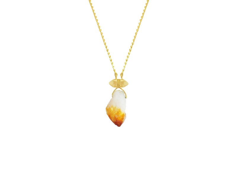 Small universe citrine magnet necklace MARS - สร้อยคอ - เครื่องเพชรพลอย สีทอง